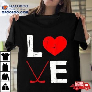 Funny Valentines Day Ice Hockey Heart Spor Tshirt