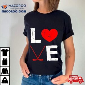 Funny Valentines Day Ice Hockey Heart Spor Tshirt