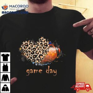 Game Day Leopard Heart Football Lovers Players Shirt