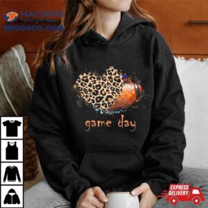 Game Day Leopard Heart Football Lovers Players Shirt