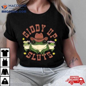 Giddy Up Sluts Funny Western Cowgirl Ranch Rodeo Frog Tshirt