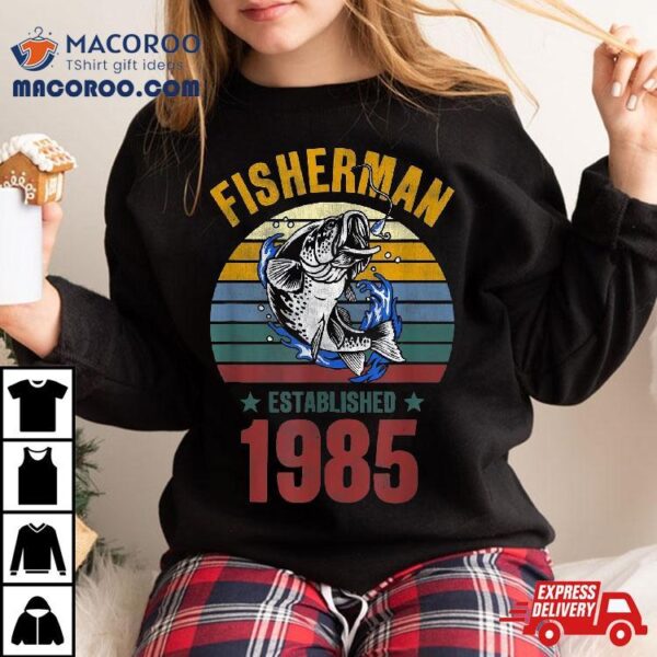 Gift For 35 Years Old Fishing Fisherman 1985 35th Birthday Shirt