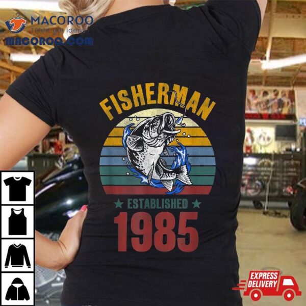 Gift For 35 Years Old Fishing Fisherman 1985 35th Birthday Shirt