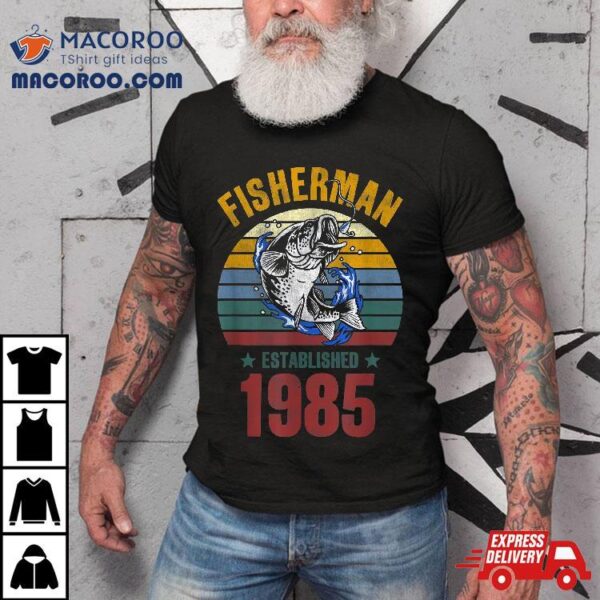 Gift For 35 Years Old Fishing Fisherman 1985 35th Birthday Shirt