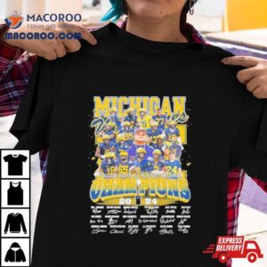 Go Blue Michigan Wolverines College Football National Champions Signatures Tshirt