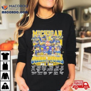 Go Blue Michigan Wolverines College Football National Champions Signatures Tshirt