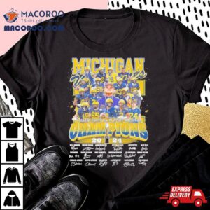 Go Blue Michigan Wolverines College Football National Champions Signatures Tshirt