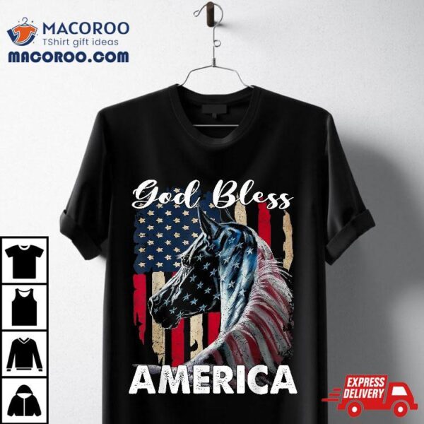 God Bless America Horse Flag – Patriotic American Shirt