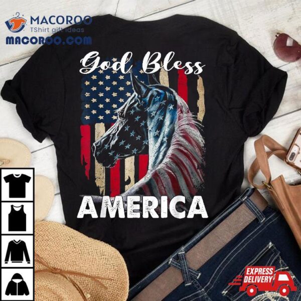 God Bless America Horse Flag – Patriotic American Shirt