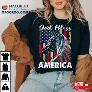 God Bless America Horse Flag Patriotic American Tshirt