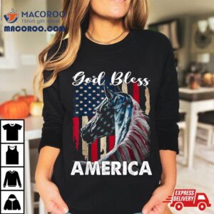 God Bless America Horse Flag Patriotic American Tshirt