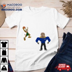 Golden State Warriors Vs Milwaukee Bucks Nba Mascot Cartoon Tshirt