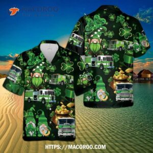 Green Fire Trucks Patrick’s Day Hawaiian Shirt