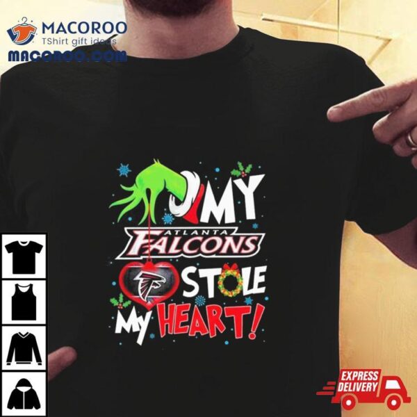 Grinch Hand My Atlanta Falcons Stole My Heart Christmas Shirt