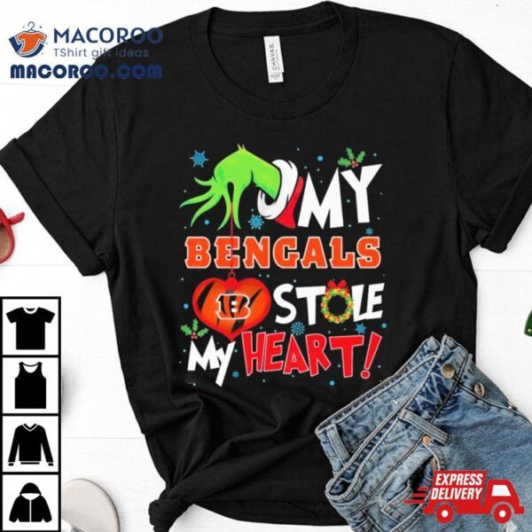 Grinch Hand My Cincinnati Bengals Stole My Heart Christmas Shirt