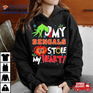 Grinch Hand My Cincinnati Bengals Stole My Heart Christmas Tshirt