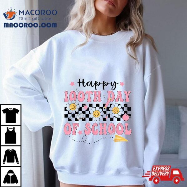 Groovy 100 Days Of School Girls Kids Teacher Happy 100th Day Shirt