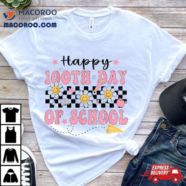 Groovy 100 Days Of School Girls Kids Teacher Happy 100th Day Shirt