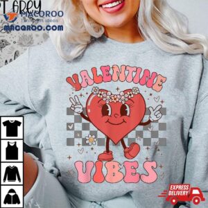 Groovy Checkered Valentine Vibes Valentines Day Girls Wo Shirt