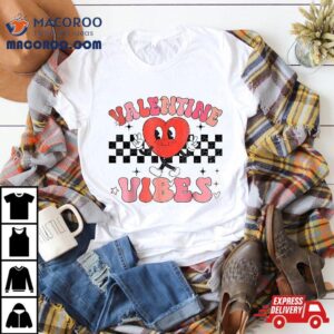 Groovy Checkered Valentine Vibes Valentines Day Girls Wo Tshirt