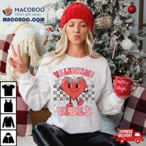 Groovy Checkered Valentine Vibes Valentines Day Girls Wo Tshirt