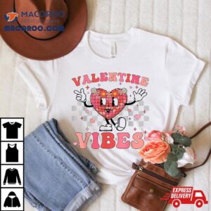 Groovy Checkered Valentine Vibes Valentines Day Girls Wo Tshirt