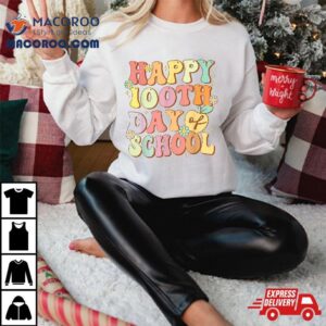 Groovy Happy 100th Day Of School Cute Students Kids Teachers Shirt