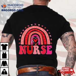 Happy Valentine S Day Nurse Rainbow Boho Retro Life Tshirt