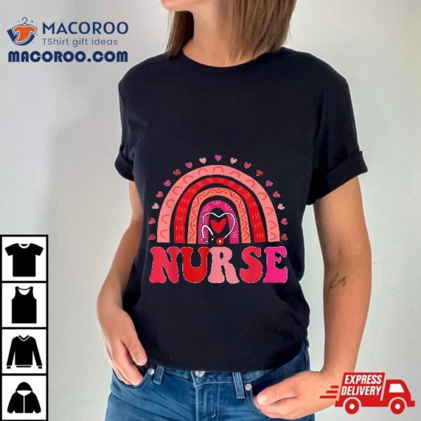 Happy Valentine’s Day Nurse Rainbow Boho Retro Life Shirt