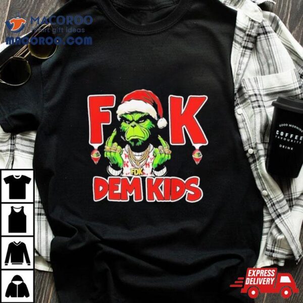 Happy Xmas Grinch Santa Hat F Dem Kids Character T Shirt