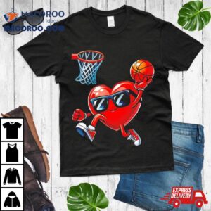 Heart Dunking Basketball Valentines Day Shirt