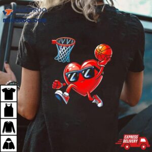 Heart Dunking Basketball Valentines Day Shirt