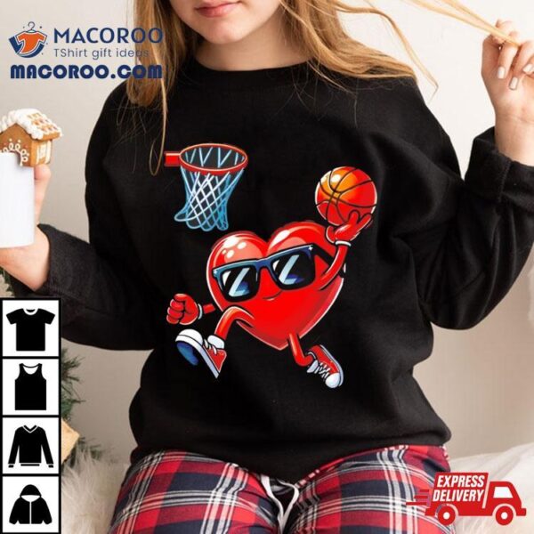 Heart Dunking Basketball Valentines Day Shirt