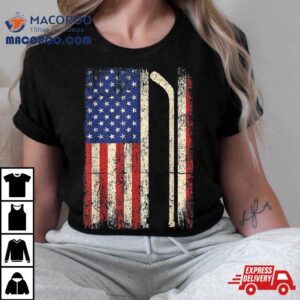 Hockey Usa American Flag Stick Ice Dad Tshirt