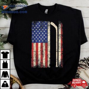 Hockey Usa American Flag Stick Ice Dad Tshirt