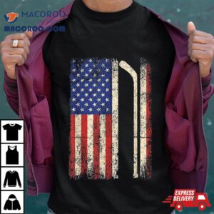 Hockey Usa American Flag Stick Ice Dad Tshirt