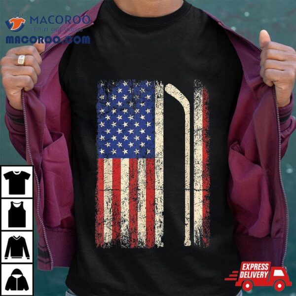 Hockey Usa American Flag Stick Ice Dad Shirt