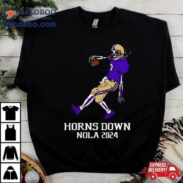 Horns Down Wa Horns Down Nola 2024 Skeleton Shirt