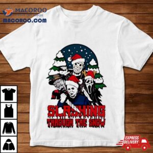 Horror Santa Hat Slashing Through The Snow Tshirt