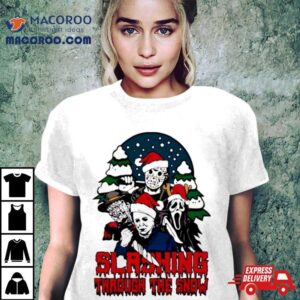 Horror Santa Hat Slashing Through The Snow Tshirt