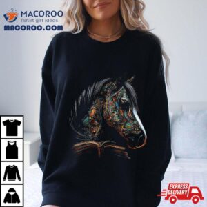 Horse Artwork Motif Book Riding Animals Tshirt