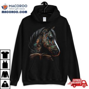 Horse Artwork Motif Book Riding Animals Tshirt