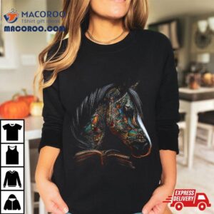 Horse Artwork Motif Book Riding Animals Tshirt