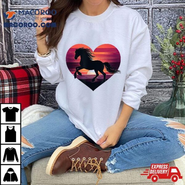 Horse Shirt For Girls Teens Heart Graphic