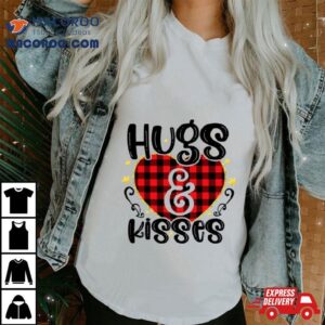 Hug And Kisses Heart Buffalo Pattern Tshirt