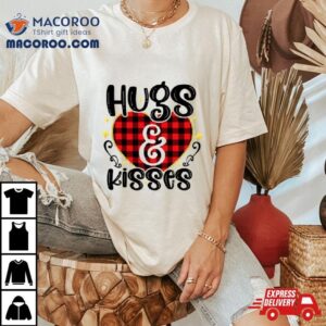 Hug And Kisses Heart Buffalo Pattern Tshirt