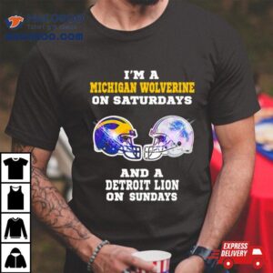 I M A Michigan Wolverine On Saturdays And A Detroit Lions On Sundays Helme Tshirt