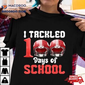 I Tackled 100 Days Of School Football 100th Day Boys Kids Shirt
