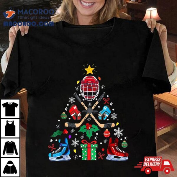 Ice Hockey Christmas Ornat Tree Boys Lovers Shirt