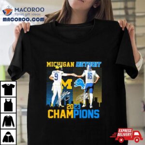 J J Mccarthy And Jared Goff Michigan Wolverines And Detroit Lions Champions Signatures Tshirt